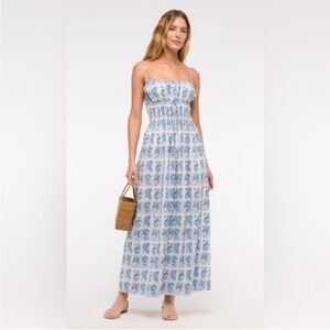 Abercrombie & Fitch Blue and White Patterned Maxi Dress